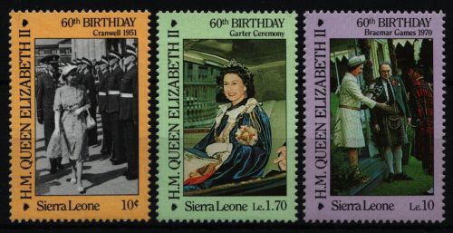 Sierra Leone 1986 - Mi-Nr. 888-890 ** - MNH - 60. Geburtstag Queen Elizabeth II