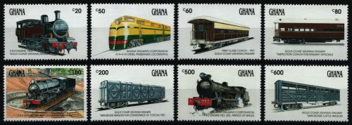 Ghana 1992 - Mi-Nr. 1652-1659 ** - MNH - Eisenbahn / Trains