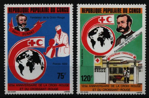 Kongo-Brazzaville 1989 - Mi-Nr. 1153-1154 ** - MNH - Rotes Kreuz / Red cross