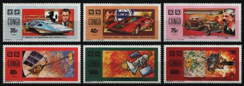 Kongo-Brazzaville 1991 - Mi-Nr. 1274-1279 A ** - MNH - Autos - Weltraum