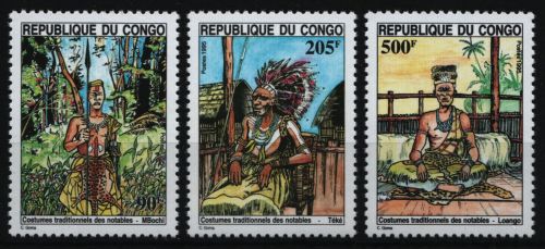 Kongo-Brazzaville 1995 - Mi-Nr. 1434-1436 ** - MNH - Trachten / Costumes