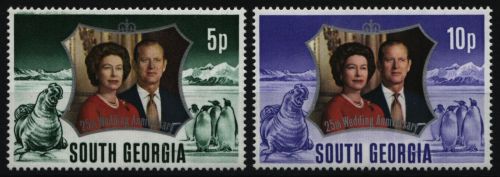 Süd-Georgien 1972 - Mi-Nr. 43-44 ** - MNH - Silberhochzeit