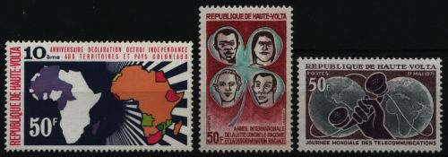 Obervolta 1971 - Mi-Nr. 323, 328 & 331 ** - MNH - 3 Ausgaben