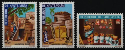 Obervolta 1972 - Mi-Nr. 371-373 ** - MNH - Traditionelle Häuser