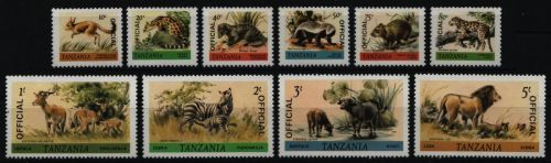 Tansania 1980 - Dienst - Mi-Nr. 28-37 ** - MNH - Wildtiere / Wild animals