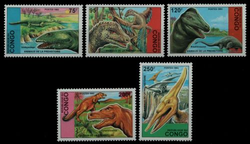 Kongo-Brazzaville 1993 - Mi-Nr. 1398-1402 ** - MNH - Prähistorische Tiere