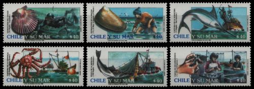 Chile 1990 - Mi-Nr. 1364-1369 ** - MNH - Meerestiere / Marine life
