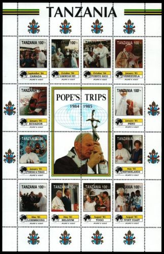 Tansania 1992 - Mi-Nr. 1146-1157 ** - MNH - Papst Johannes Paul II