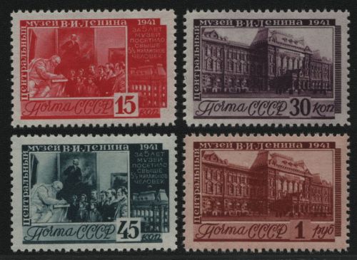 Russia / Sowjetunion 1941 - Mi-Nr. 821-824 ** - MNH - Leninmuseum (I)