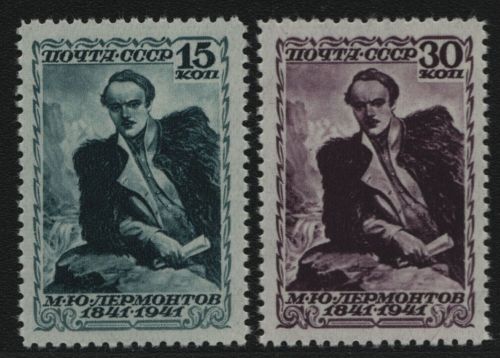 Russia / Sowjetunion 1941 - Mi-Nr. 819-820 A ** - MNH - Lermontow (I)