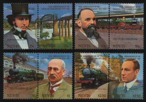 Nevis 1985 - Mi-Nr. 306-313 ** - MNH - Lokomotiven / Locomotives