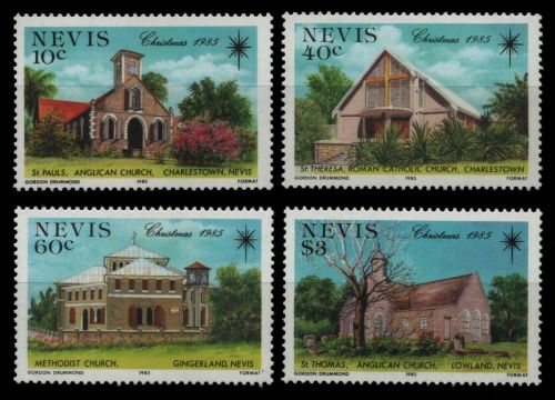 Nevis 1985 - Mi-Nr. 336-339 ** - MNH - Kirchen / Churches - Weihnachten / X-mas