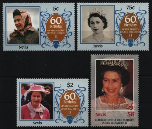 Nevis 1986 - Mi-Nr. 372-375 ** - MNH - 60. Geburtstag Queen Elizabeth II