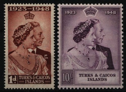 Turks- & Caicos 1948 - Mi-Nr. 134-135 * - MH - Silberhochzeit