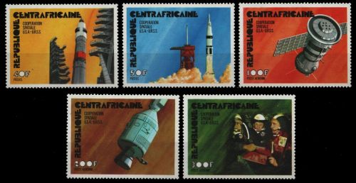 Zentralafrikanische Rep. 1976 - Mi-Nr. 401-405 A ** - MNH - Raumfahrt / Space