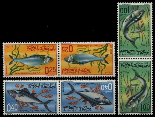 Marokko 1967 - Mi-Nr. 577-579 ** - MNH - Kehrdruckpaare - Fische / Fish