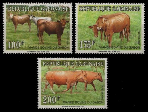 Gabun 1992 - Mi-Nr. 1133-1135 ** - MNH - Rinder / Cattles