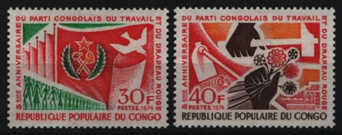 Kongo-Brazzaville 1974 - Mi-Nr. 451-452 ** - MNH - Kongolesische Arbeiterpartei