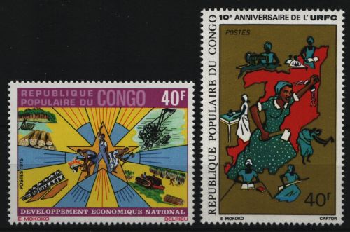 Kongo-Brazzaville 1975 - Mi-Nr. 455 & 457 ** - MNH - 2 Ausgaben