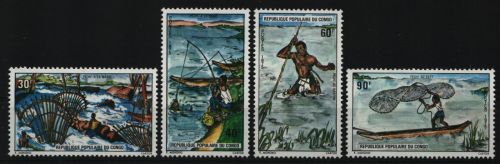 Kongo-Brazzaville 1975 - Mi-Nr. 474-477 ** - MNH - Fischen / Fishing