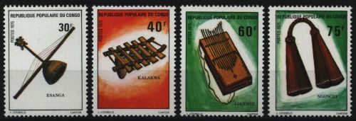 Kongo-Brazzaville 1975 - Mi-Nr. 481-484 ** - MNH - Musikinstrumente