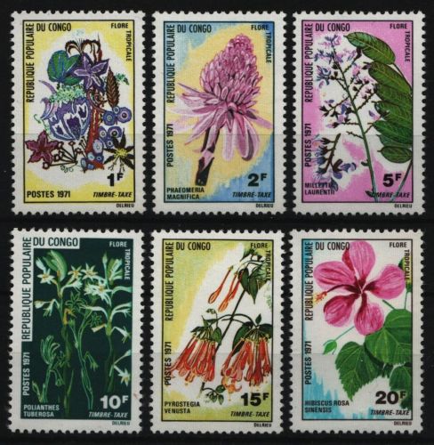 Kongo-Brazzaville 1971 - Porto - Mi-Nr. 13-18 ** - MNH - Blumen / Flowers