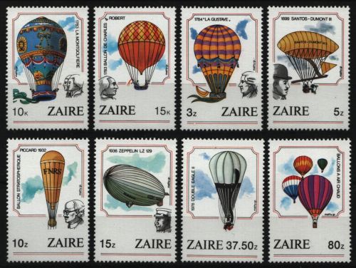 Kongo-Zaire 1984 - Mi-Nr. 867-874 ** - MNH - Luftfahrt / Aviation