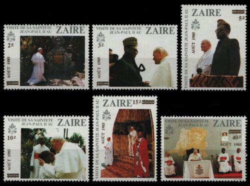 Kongo-Zaire 1985 - Mi-Nr. 897-902 ** - MNH - Papst Johannes Paul II