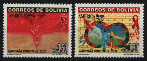 Bolivien 2000 - Mi-Nr. 1452-1453 ** - MNH - Kampf gegen Aids