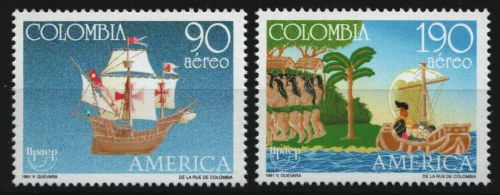 Kolumbien 1991 - Mi-Nr. 1842-1843 ** - MNH - Schiffe / Ships - Kolumbus