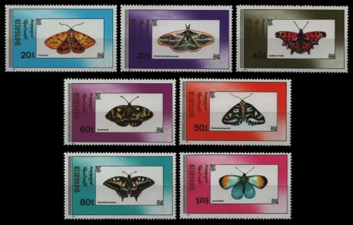 Mongolei 1990 - Mi-Nr. 2190-2196 ** - MNH - Schmetterlinge / Butterflies