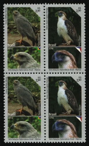 Brasilien 2014 - Mi-Nr. 4164-4165 ** - MNH - Viererblock - Vögel / Birds