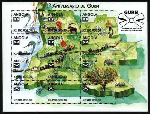 Angola 1998 - Mi-Nr. 1124-1235 ** - MNH - KLB - Wildtiere - Eisenbahn
