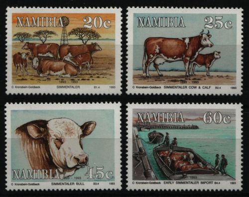 Namibia 1993 - Mi-Nr. 739-742 ** - MNH - Rinder / Cattles