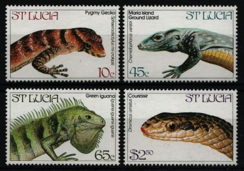 St. Lucia 1984 - Mi-Nr. 660-663 ** - MNH - Reptilien / Reptiles