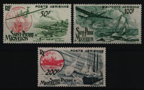 St. Pierre & Miquelon 1947 - Mi-Nr. 368-370 ** - MNH - Flugzeuge & Schiffe