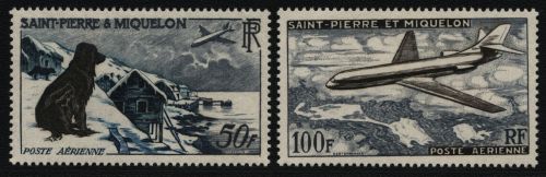 St. Pierre & Miquelon 1957 - Mi-Nr. 386-387 ** - MNH - Flugzeuge / Airplanes