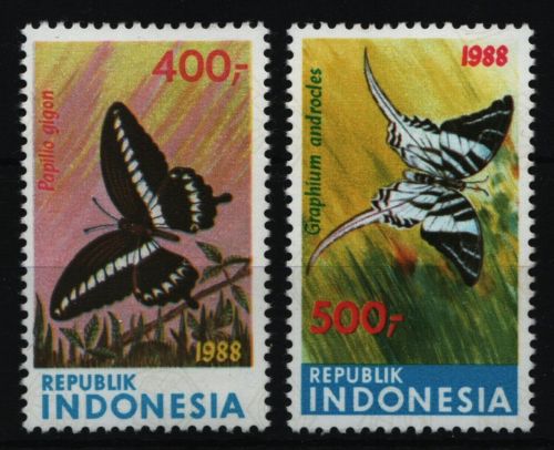 Indonesien 1988 - Mi-Nr. 1284-1285 ** - MNH - Schmetterlinge / Butterflies