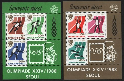 Indonesien 1988 - Mi-Nr. Block 60-61 A ** - MNH - Olympia Seoul