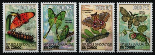 Kongo-Kinshasa 2012 - Mi-Nr. 2174-2177 A ** - MNH - Schmetterlinge / Butterflies