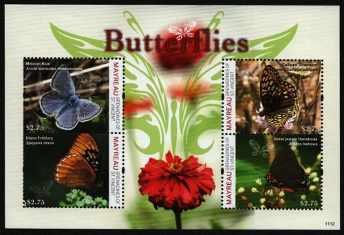 St. Vincent - Mayreau 2011 - Mi-Nr. 147-150 ** - MNH - KLB - Schmetterlinge