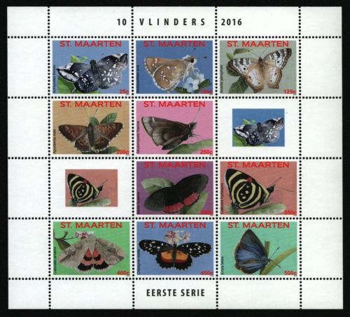 St. Maarten 2016 - Mi-Nr. 375-384 ** - MNH - Schmetterlinge / Butterflies