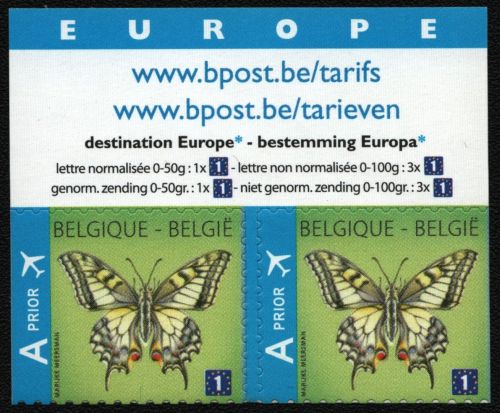 Belgien 2012 - Mi-Nr. 4302 I ** - MNH - Paar - Schmetterlinge / Butterflies