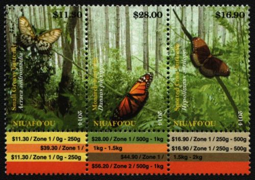 Niuafo'ou-Insel 2014 - Mi-Nr. 554-556 ** - MNH - Schmetterlinge / Butterflies