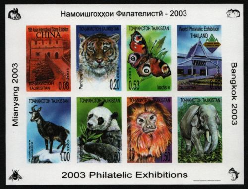Tadschikistan 2003 - Mi-Nr. 276-283 B ** - MNH - ungez / imp - Wildtiere