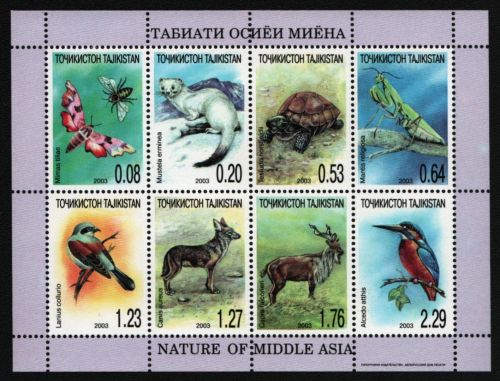 Tadschikistan 2003 - Mi-Nr. 302-309 A ** - MNH - KLB - Wildtiere / Wild animals