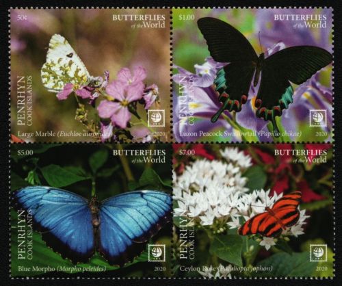 Penrhyn 2020 - Mi-Nr. 922-925 A ** - MNH - Schmetterlinge / Butterflies
