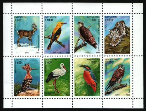 Kirgisien 1998 - Mi-Nr. 139-146 ** - MNH - KLB - Vögel / Birds