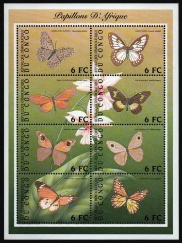 Kongo-Kinshasa 2001 - Mi-Nr. 1646-1653 ** - MNH - KLB - Schmetterlinge