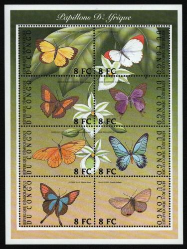 Kongo-Kinshasa 2001 - Mi-Nr. A1661-H1661 ** - MNH - KLB - Schmetterlinge